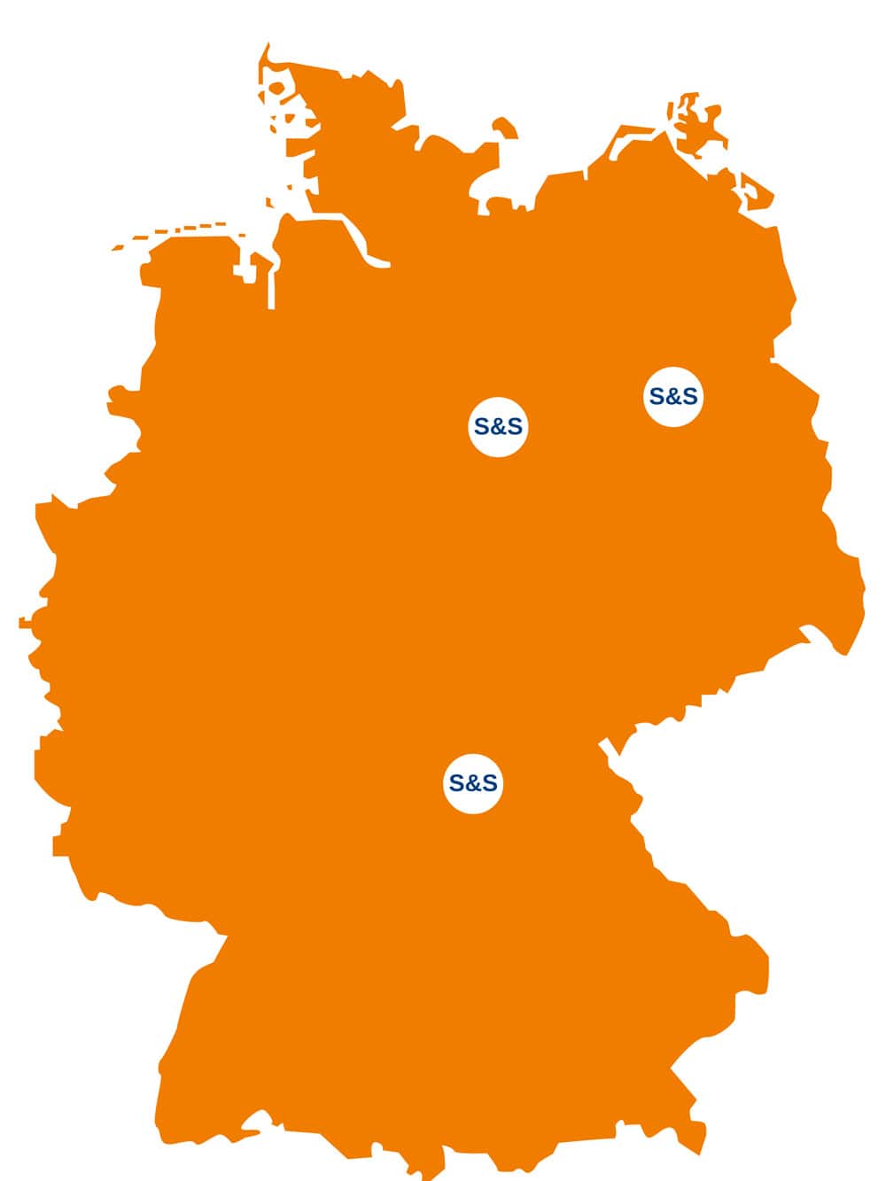 Standortkarte Deutschland 3 Orte Supper & Supper orange
